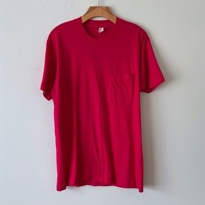 Vintage 1980’s Fruit of the Loom Blank Single Stitch T-Shirt Pink Size Large